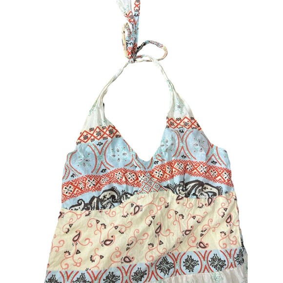 beau bois Boho lined halter maxi dress tiered hippie Y2K S/M - Picture 8 of 15